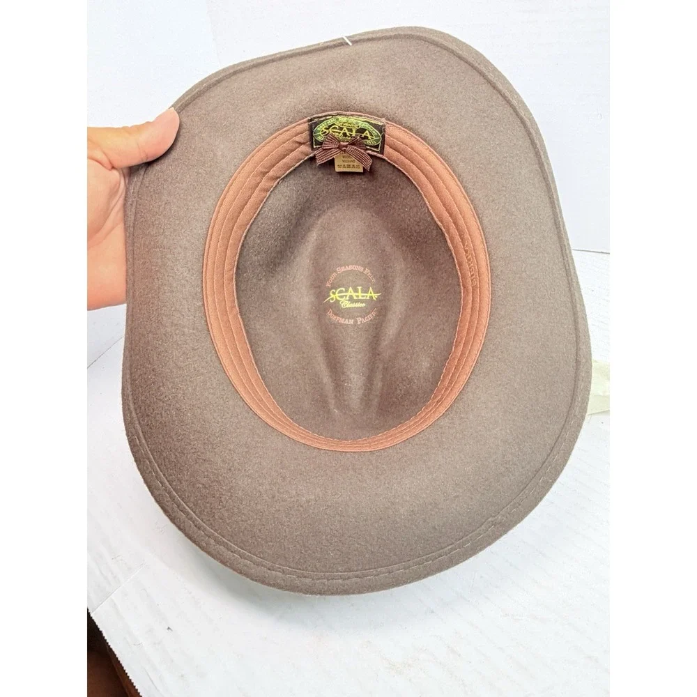 Scala Classico Dorfman Pacific Brown Wool Felt Fedora Hat Medium NWT